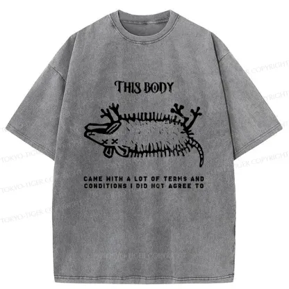 Tokyo-Tiger Funny Possum Playing Dead Washed T-Shirt