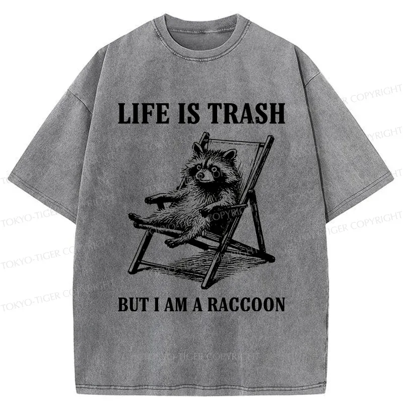 Tokyo-Tiger Raccoons Love Trash Washed T-Shirt