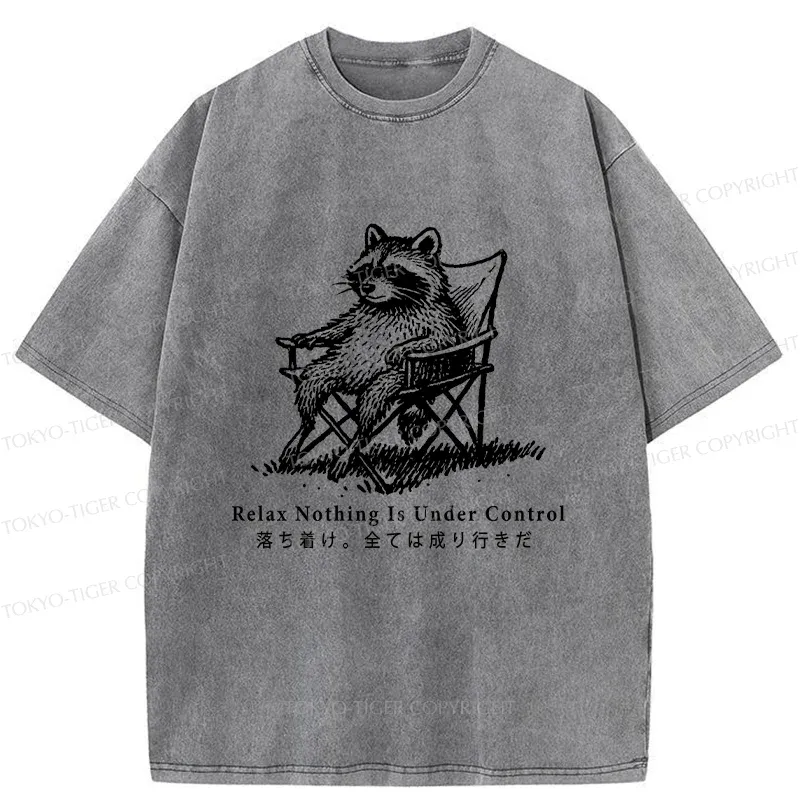 Tokyo-Tiger Raccoon Relaxing Washed T-Shirt Sale