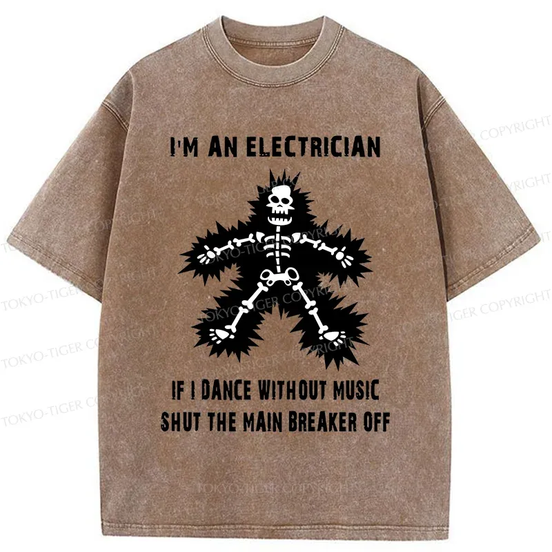 Tokyo-Tiger Electric Dance Funny Washed T-Shirt