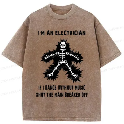 Tokyo-Tiger Electric Dance Funny Washed T-Shirt
