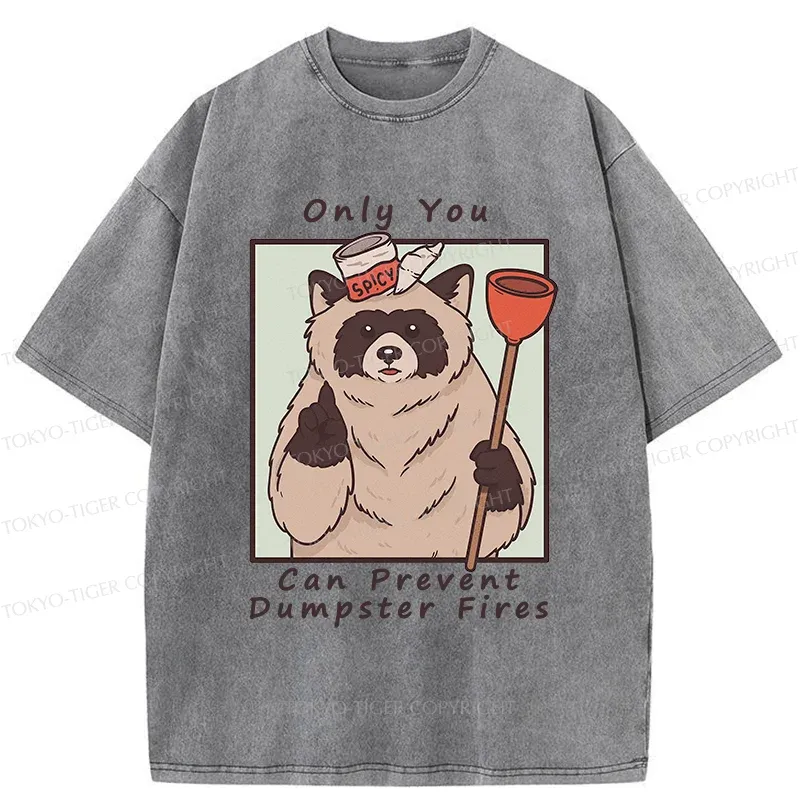 Tokyo-Tiger Raccoon Fire Fighting Washed T-Shirt