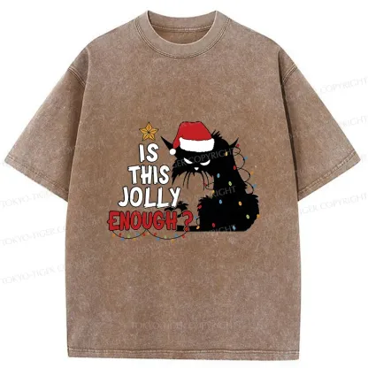 Tokyo-Tiger Grumpy Cat Christmas Washed T-Shirt