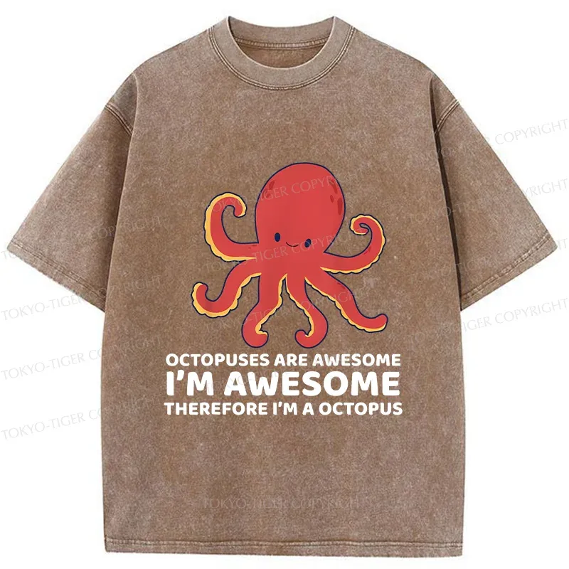 Tokyo-Tiger Handsome Octopus Washed T-Shirt