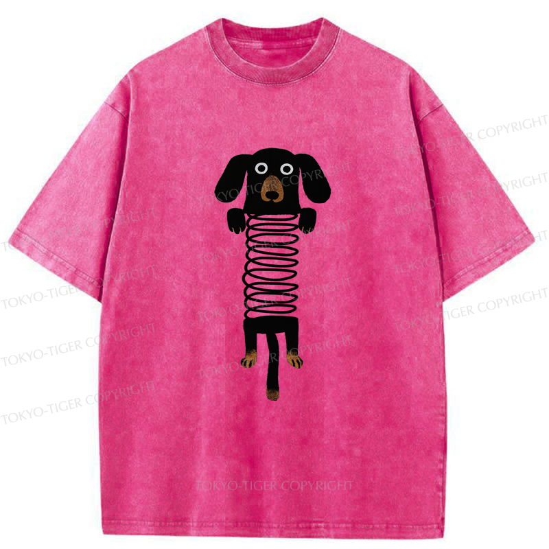 Tokyo-Tiger The Cute Spring Dachshund Washed T-Shirt