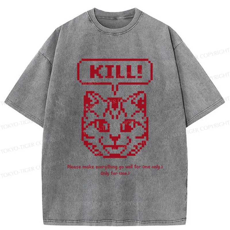 Tokyo-Tiger Killer Cat Prayer Washed T-Shirt