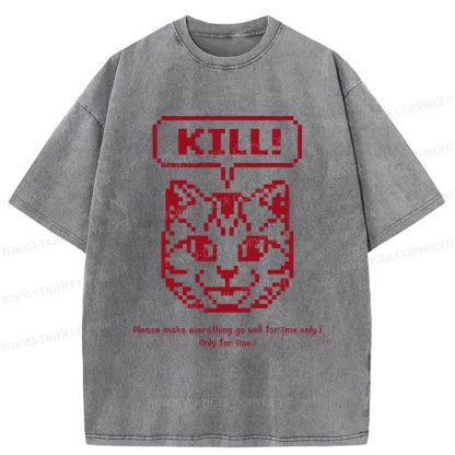 Tokyo-Tiger Killer Cat Prayer Washed T-Shirt