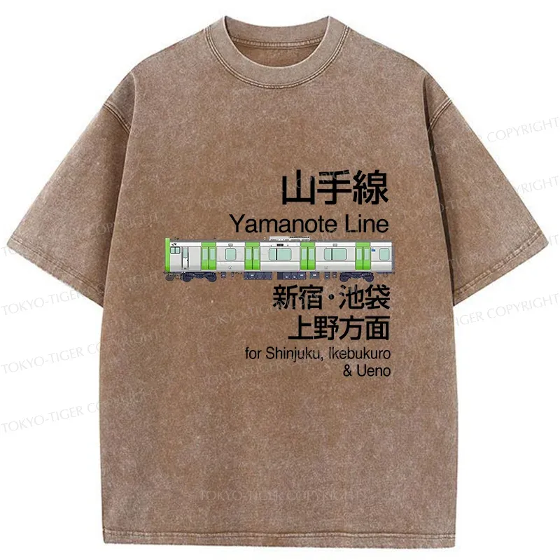Tokyo-Tiger Yamanote Line Sign Japan Washed T-Shirt