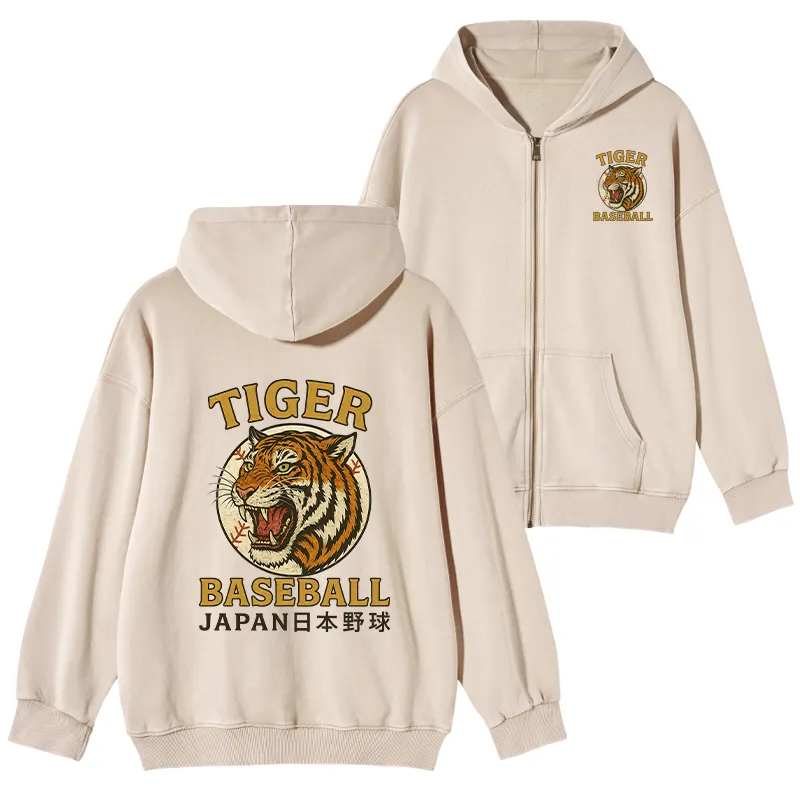 Tokyo-Tiger Osaka Japan Baseball Team Washed Zip Hoodie