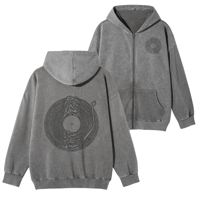 Tokyo-Tiger Record Player Japanese Washed Zip Hoodie