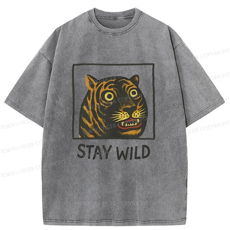 Tokyo-Tiger Silly And Cute Tiger Washed T-Shirt