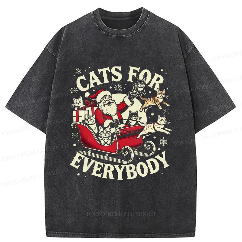 Tokyo-Tiger Santa Cat Lover Washed T-Shirt