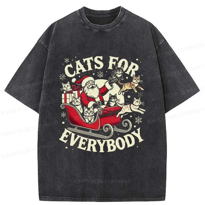 Tokyo-Tiger Santa Cat Lover Washed T-Shirt