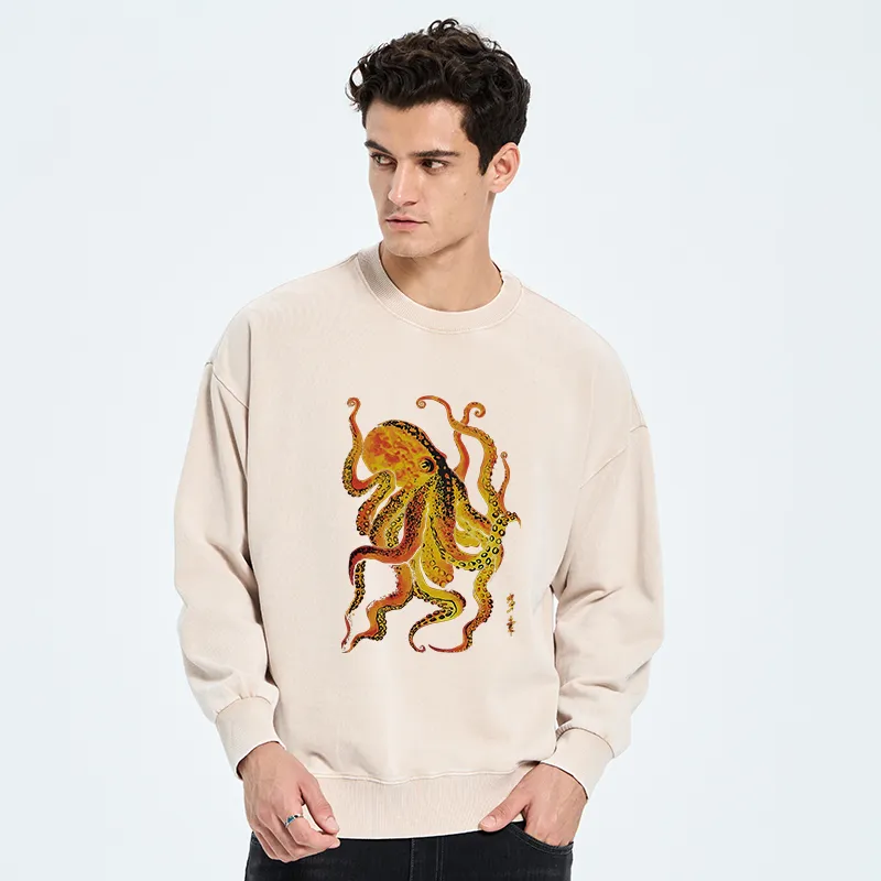 Tokyo-Tiger Deep Sea Gorgeous Octopus Washed Sweatshirt
