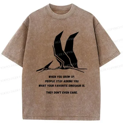 Tokyo-Tiger Funny Dinosaur Washed T-Shirt