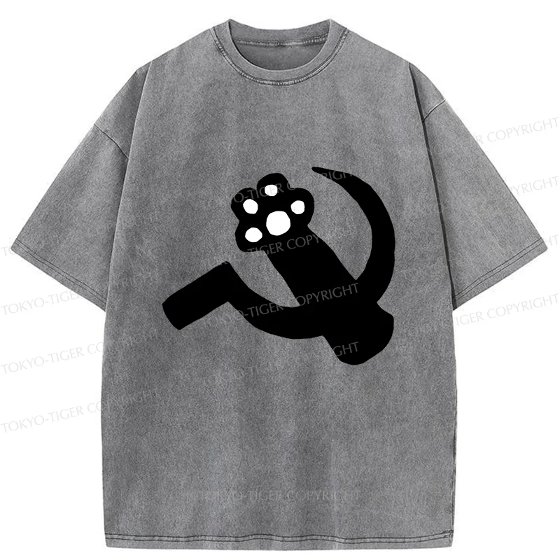 Tokyo-Tiger Funny Catism Washed T-Shirt