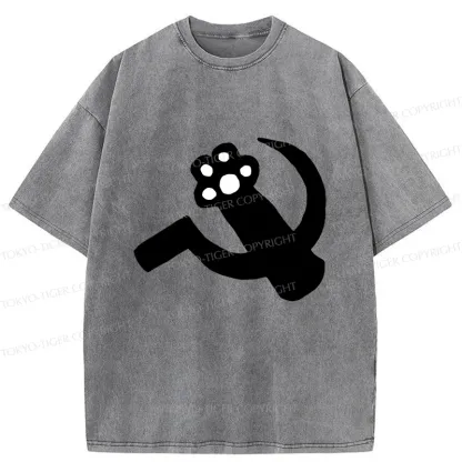 Tokyo-Tiger Funny Catism Washed T-Shirt