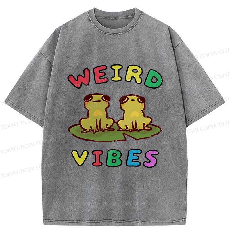 Tokyo-Tiger Weird Vibes Funny Washed T-Shirt