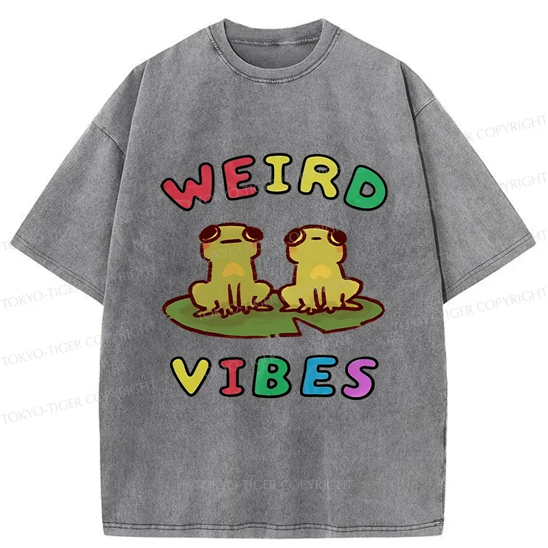 Tokyo-Tiger Weird Vibes Funny Washed T-Shirt