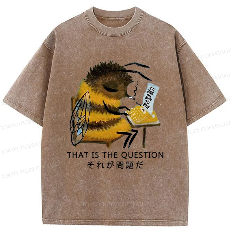 Tokyo-Tiger Bee Writer Funny Washed T-Shirt