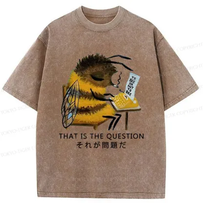 Tokyo-Tiger Bee Writer Funny Washed T-Shirt