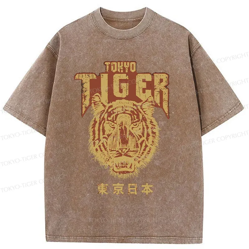 Tokyo-Tiger Retro Tiger Japanese Washed T-Shirt