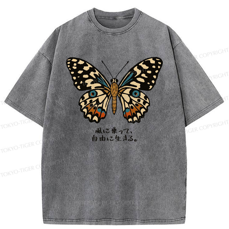 Tokyo-Tiger The Vintage Butterfly Washed T-Shirt