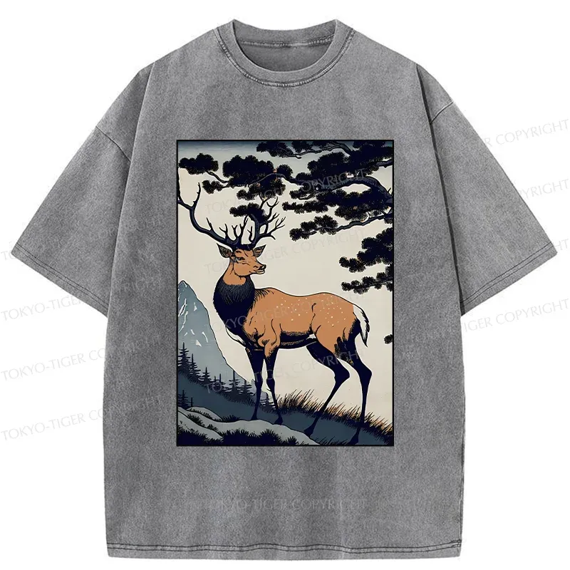 Tokyo-Tiger Japanese Traditional Deer Washed T-Shirt