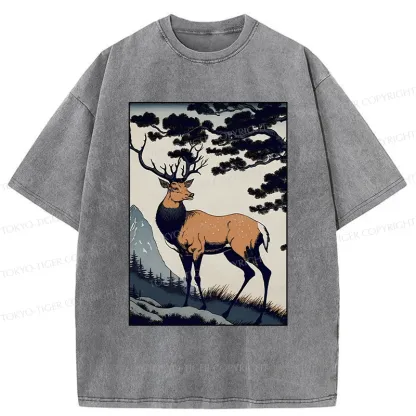Tokyo-Tiger Japanese Traditional Deer Washed T-Shirt