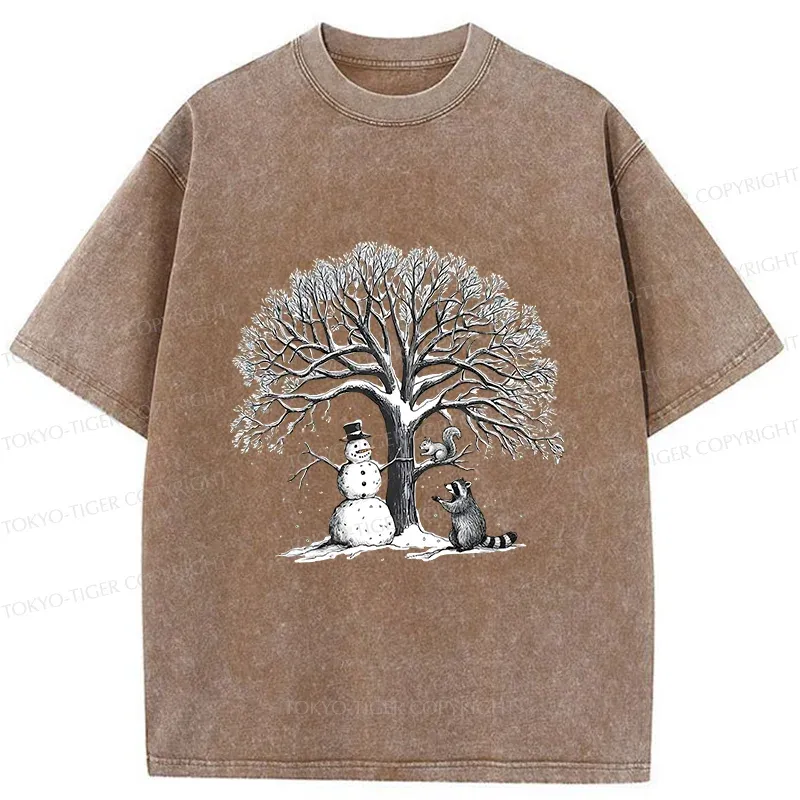 Tokyo-Tiger Animal World In Winter Washed T-Shirt