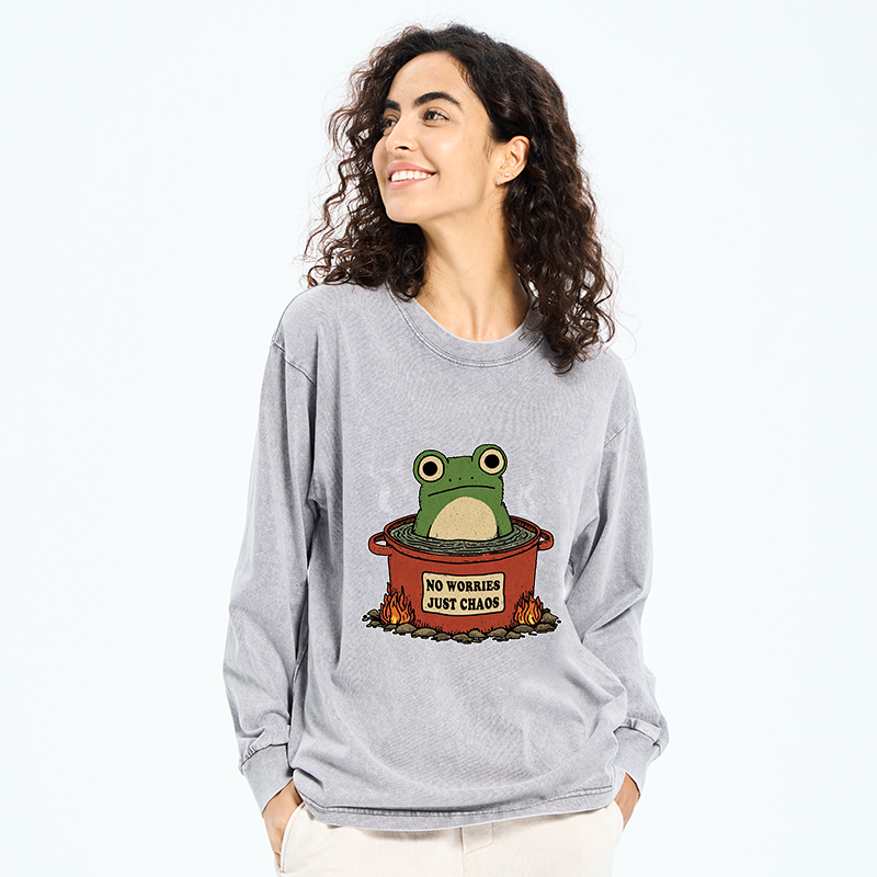 Tokyo-Tiger Frog：No Worries，Just Chaos Washed Long Sleeve T-Shirt