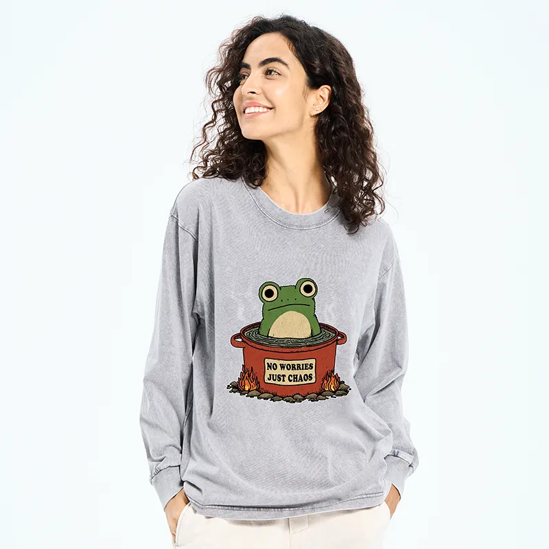 Tokyo-Tiger Frog：No Worries，Just Chaos Washed Long Sleeve T-Shirt