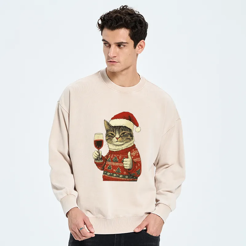 Tokyo-Tiger Christmas Cat Likes Washed Sweatshirt