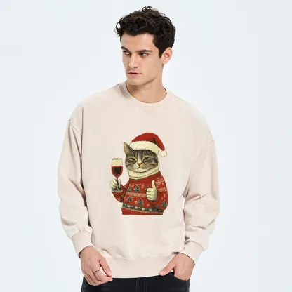 Tokyo-Tiger Christmas Cat Likes Washed Sweatshirt