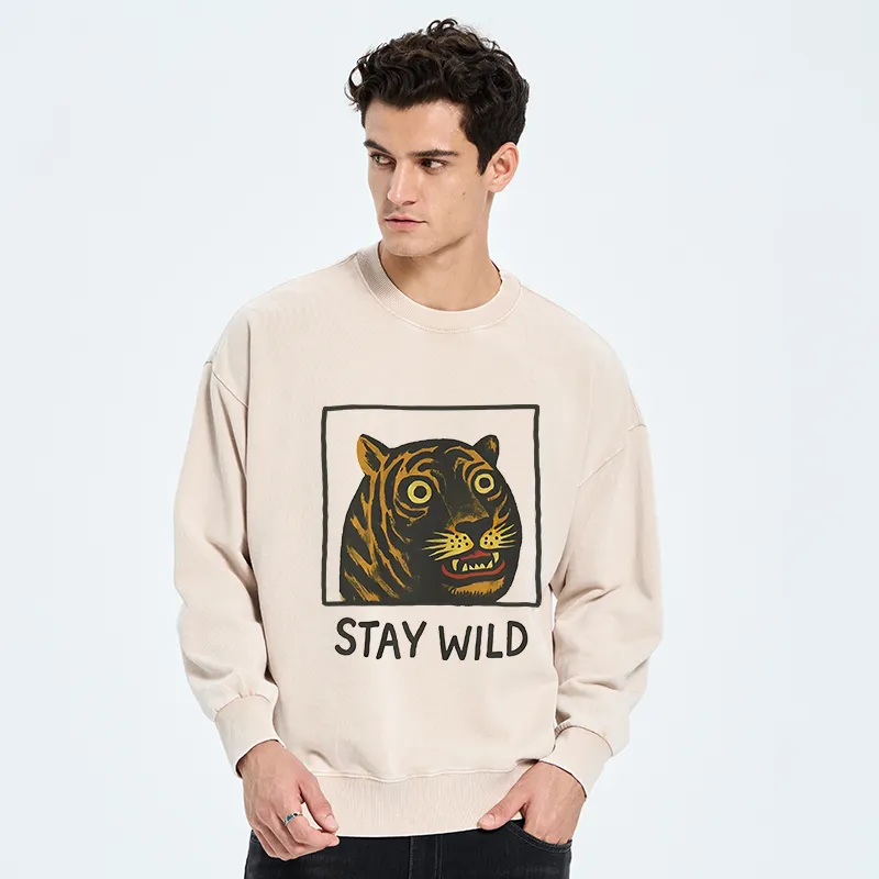 Tokyo-Tiger Silly And Cute Tiger Washed Sweatshirt