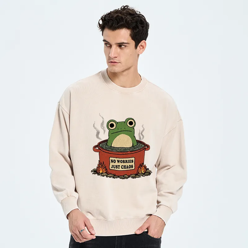 Tokyo-Tiger Frog：No Worries，Just Chaos Washed Sweatshirt