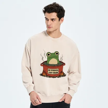Tokyo-Tiger Frog：No Worries，Just Chaos Washed Sweatshirt