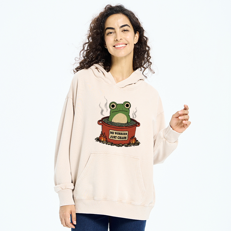 Tokyo-Tiger Frog：No Worries，Just Chaos Washed Hoodie