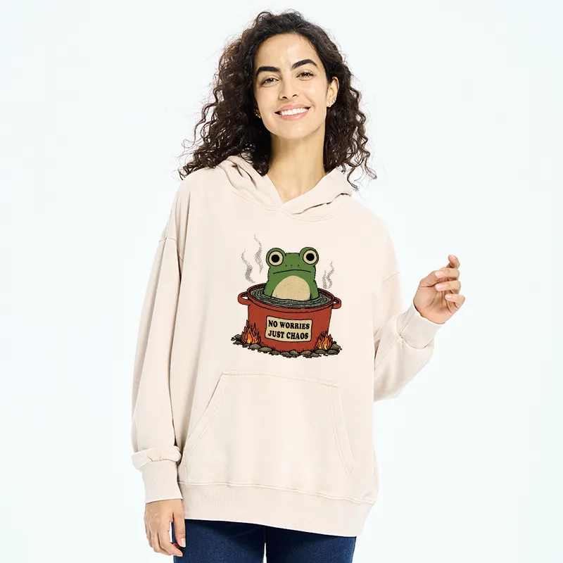 Tokyo-Tiger Frog：No Worries，Just Chaos Washed Hoodie