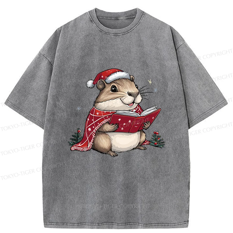 Tokyo-Tiger Christmas Hamster Washed T-Shirt