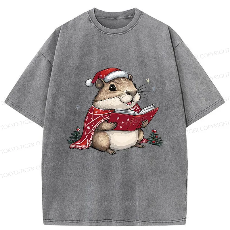 Tokyo-Tiger Christmas Hamster Washed T-Shirt