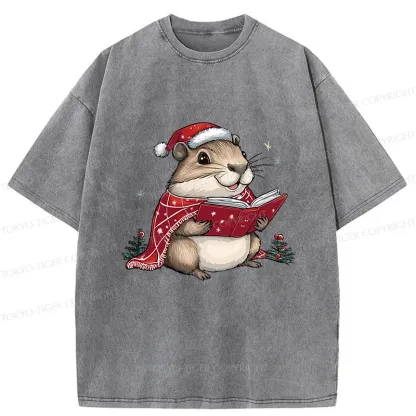 Tokyo-Tiger Christmas Hamster Washed T-Shirt