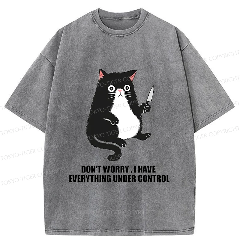 Tokyo-Tiger Cat Said Don't Worry Washed T-Shirt
