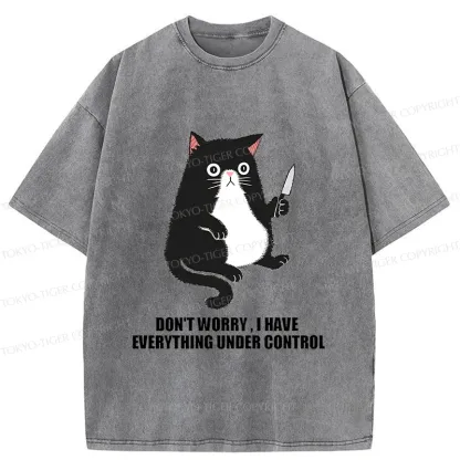 Tokyo-Tiger Cat Said Don't Worry Washed T-Shirt