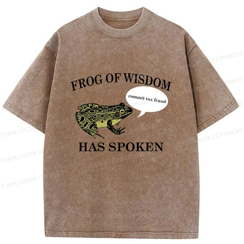 Tokyo-Tiger Frog Of Wisdom Funny Washed T-Shirt