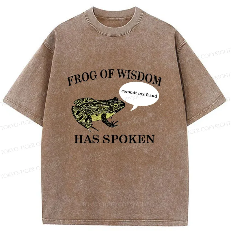 Tokyo-Tiger Frog Of Wisdom Funny Washed T-Shirt Sale