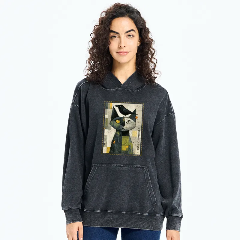 Tokyo-Tiger The Cat And The Crow Are Planning To Rule The World Washed Hoodie