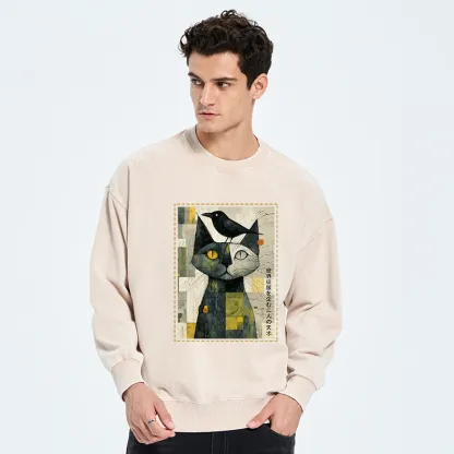 Tokyo-Tiger The Cat And The Crow Are Planning To Rule The World Washed Sweatshirt