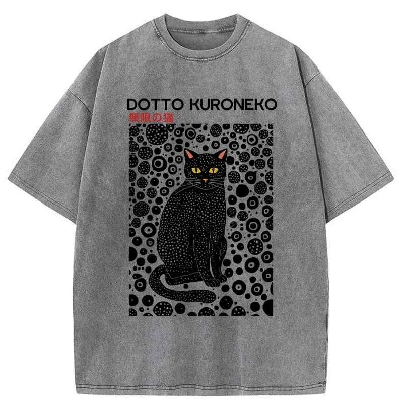 Tokyo-Tiger Polka Dot Art Cat Washed T-Shirt
