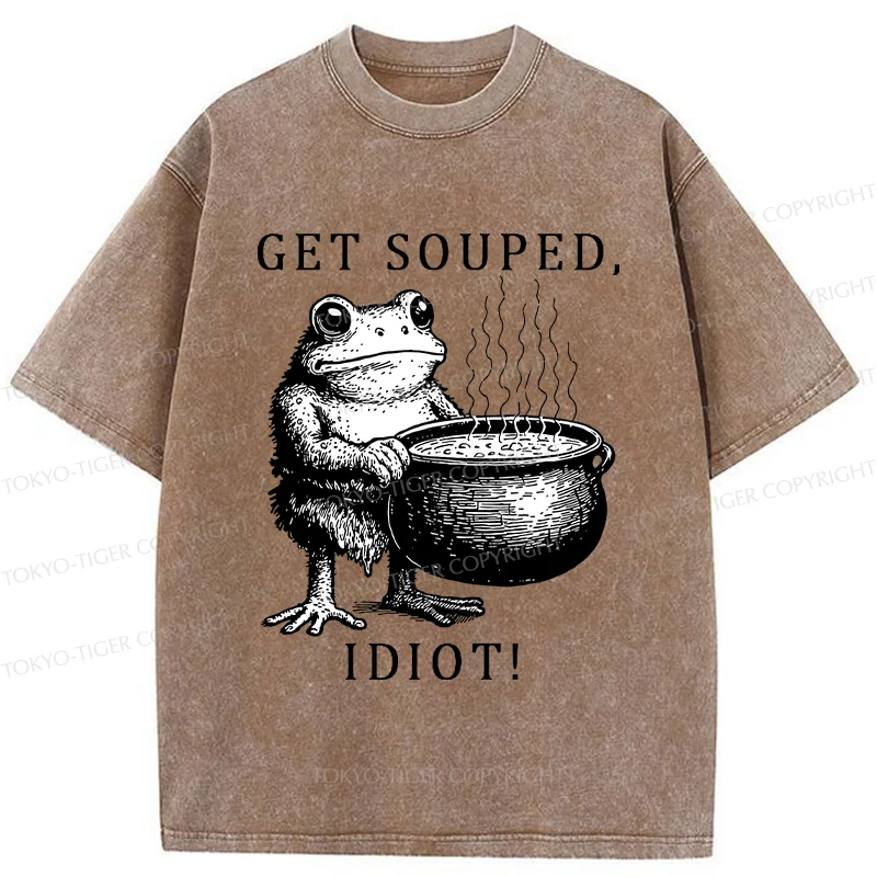 Tokyo-Tiger Get Soup Funny Washed T-Shirt